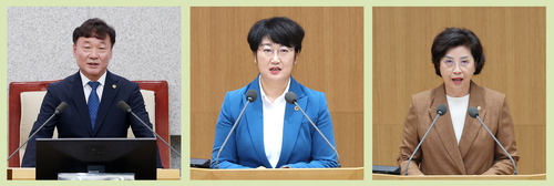 (왼쪽부터) 남종섭 의장, 고은정 제1부의장, 김미숙 제2부의장. 제공=경기도의회