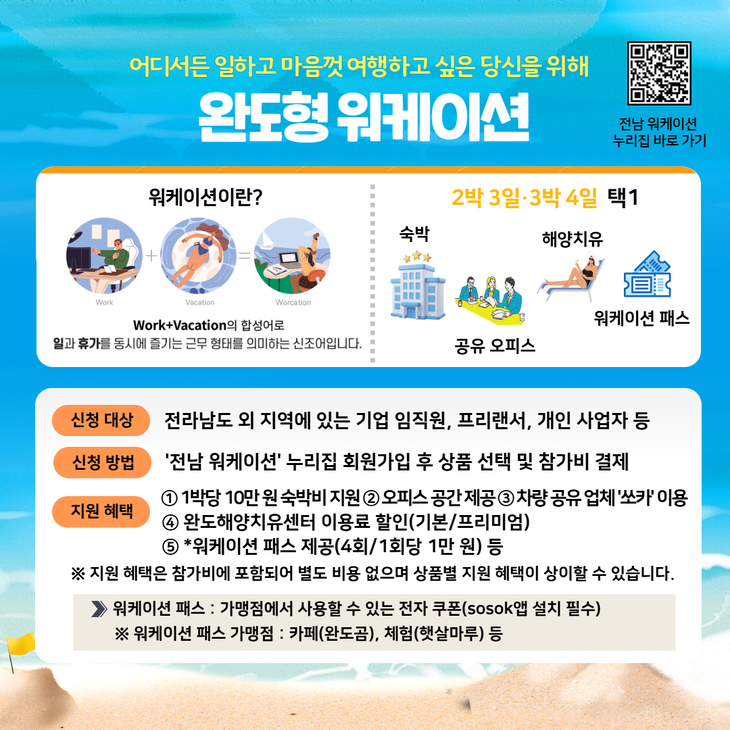 일과 휴식을 함께 '완도형 워케이션' 참가자 모집