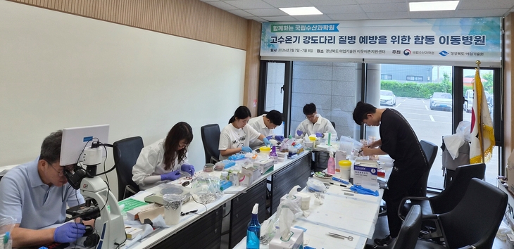 이동병원, 강도다리 양식장 찾아 질병·고수온 대응