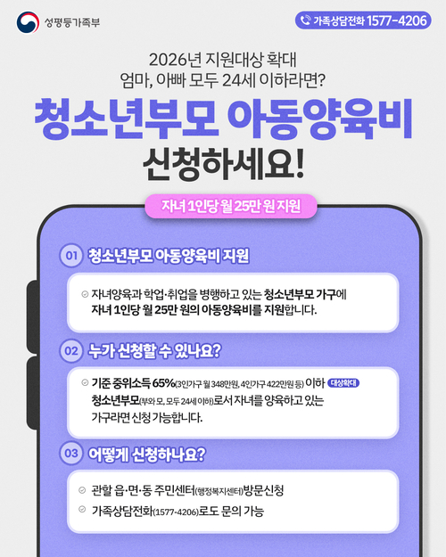 동두천시 청소년부모 아동양육비 지원 안내 배너