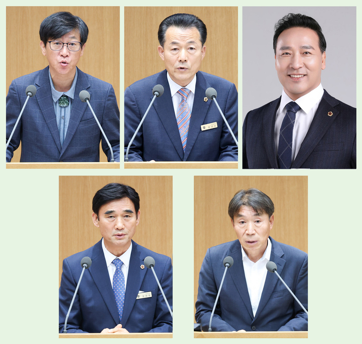 (왼쪽상단에서 시계방향으로) 국종범 교육기획위원장, 김성수 교육행정위원장, 김용성 여성가족평생교육위원장, 이홍근 도시환경위원장, 장태환 경제