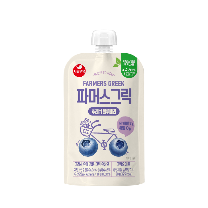 서울우유, 파우치형 그릭요거트 '파머스그릭 후레쉬 블루베리' 출시