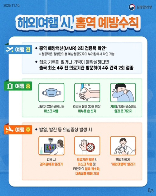 해외여행 시 홍역 예방수칙 안내 포스터. 제공=이천시