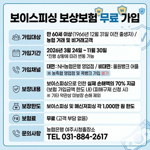 여주시치매안심센터가 치매환자와 돌봄가족을 위한 보이스피싱 보상보험 무료가입 지원사업을 안내하고 있다. 제공=여주시