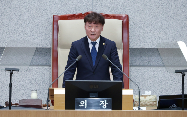 남종섭 경기도의회 의장이 23일 제392회 임시회 제4차 본회의에서 개회사를 하고 있다. 제공=경기도의회