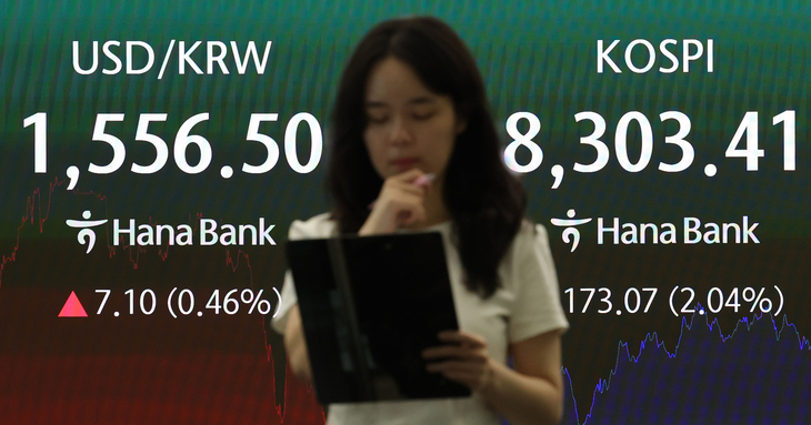 코스피 2%대 하락, 원달러 환율은 상승