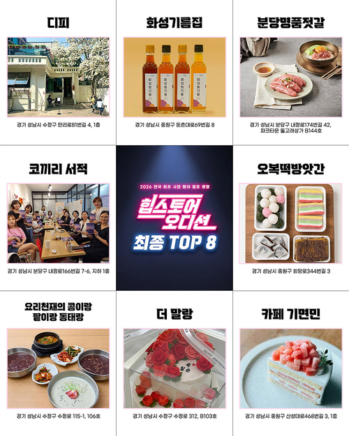 '2026 힙스토어 오디션'에서 최종 선정된 우승 점포 8곳. 제공=성남시