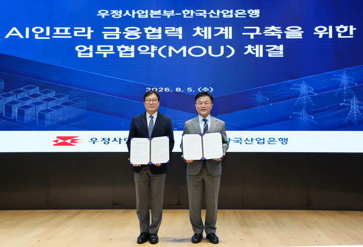 (왼쪽부터) 박인환 우정사업본부 본부장, 박상진 한국산업은행 회장.
