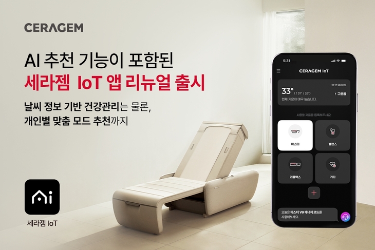6일 세라젬이 리뉴얼 출시한 IoT 앱 관련 이미지. 사진=세라젬