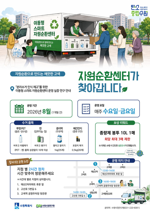수원시가 8월 28일까지 고색동 일원에서 운영하는 '이동형 스마트 자원순환센터' 홍보물. 제공=수원시