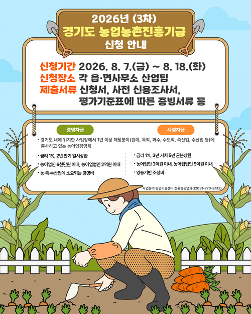 양평군 경기도 농업농촌진흥기금 3차 대상자 모집 배너