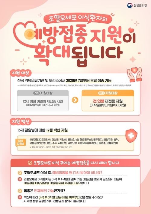 양주시보건소 조혈모세포이식 환자 국가예방접종 전 연령 확대 안내 배너