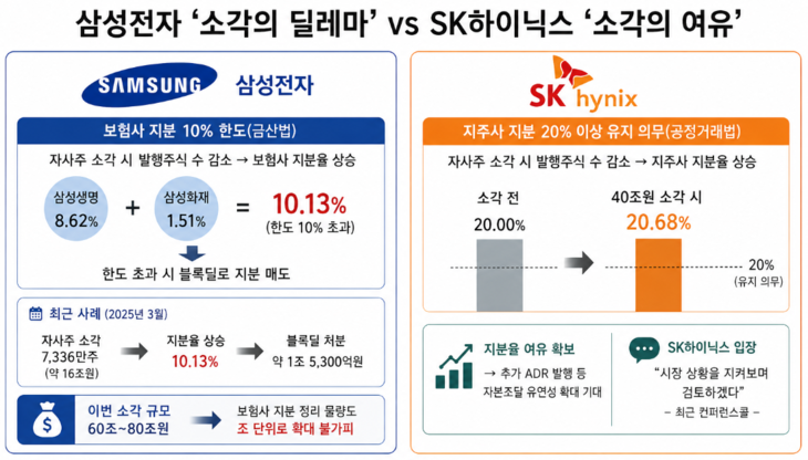 삼성전자와 SK하이닉스의 자사주 소각에 따른 지분 규제 영향
