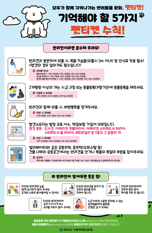 하남시 반려견 목줄 미착용-배설물 방치 야간단속 실시 안내 배너