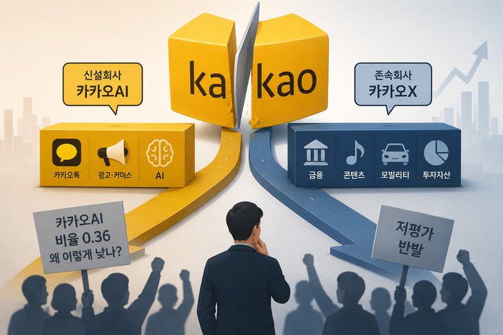 카카오, 둘로 쪼갠다고 몸값 뛸까…기업가치 제고 승부수