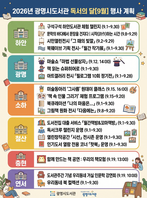 광명시 9월 독서의달 운영 프로그램 안내 배너