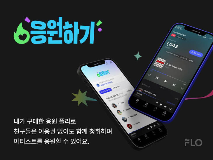 플로가 지난 1일 참여형 스트리밍 기능 '응원하기'를 출시했다. 사진=드림어스컴퍼니