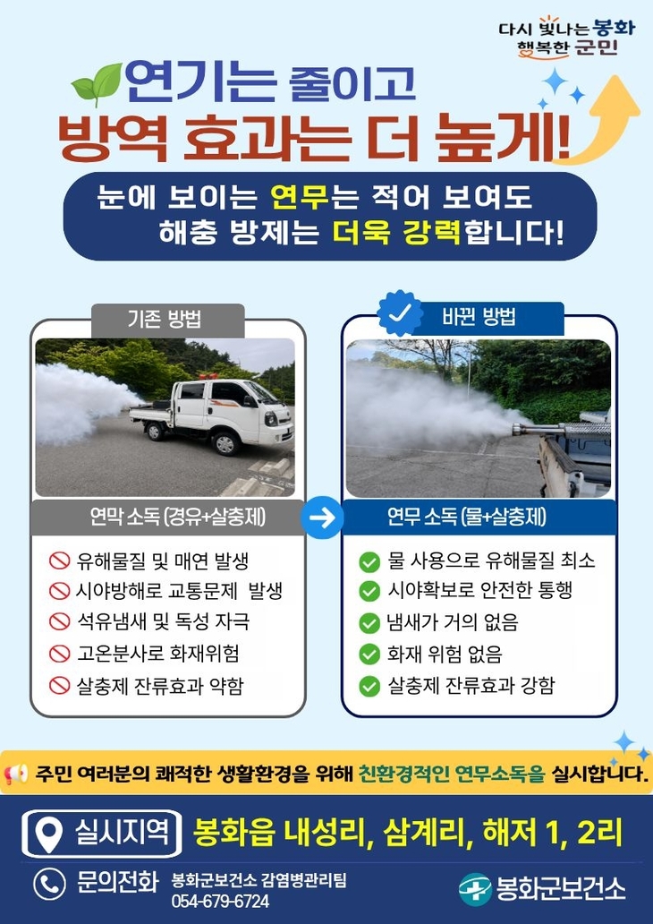 봉화군, 연기·냄새 줄인 친환경 연무소독 전환