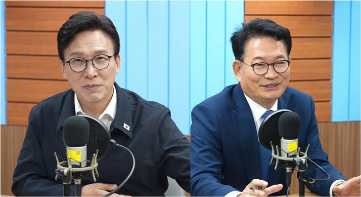 더불어민주당 김민석 대표와 송영길 의원. ⓒ유튜브 채널 '민주당티비' 캡처