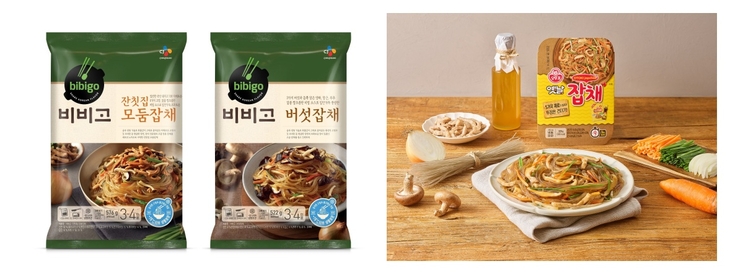 CJ제일제당 비비고 잡채(왼쪽)와 오뚜기 옛날 잡채. 사진=CJ제일제당·오뚜기