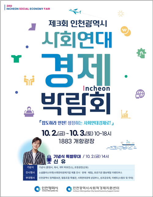 ▲ 10월 2~3일 제물포구 1883개항광장에서 열리는 '제3회 인천광역시 사회연대경제박람회' 홍보물. 제공=인천시