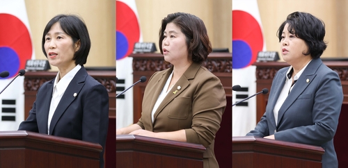 백승희-박은정-김진숙 안산시의원(왼쪽부터) 제306회 제1차 정례회 5분 자유발언