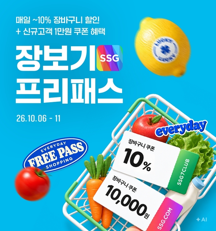 SSG닷컴 '장보기 프리패스'…쿠폰·7000원 지원금 제공