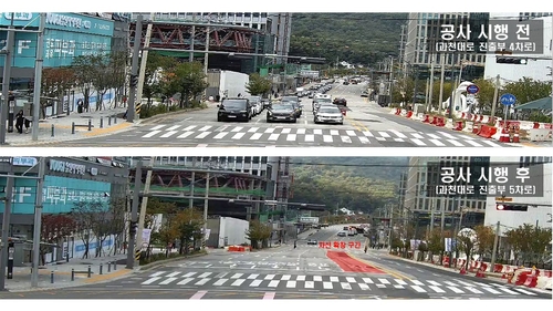공사 시행 전후(과천대로 진출부)