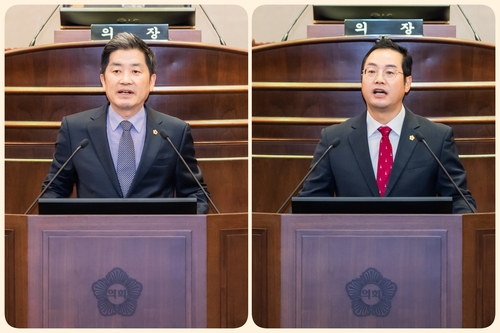 (왼쪽부터) 김동훈-한근수 남양주시의회 의원 제322회 임시회 5분 자유발언