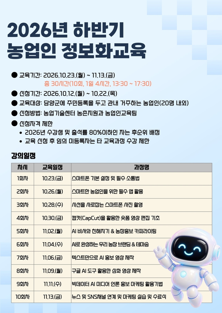 담양군, AI로 농산물 홍보하는 농업인 키운다