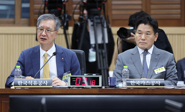 질의 받는 손주석·홍의락 사장