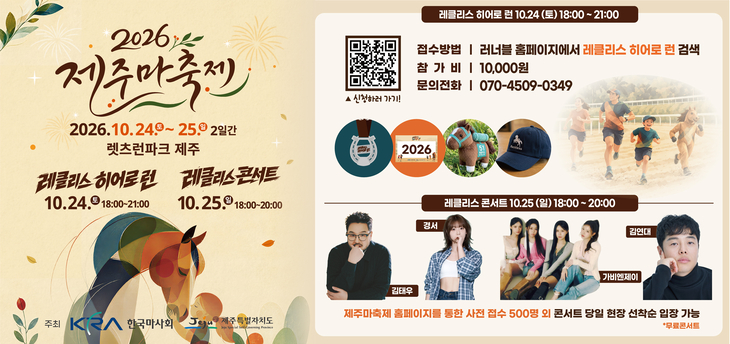 한국마사회 제주지역본부와 제주특별자치도가 공동 주최하는 제주 대표 말 문화 축제 '제21회 제주마축제'가 오는 24일부터 25일까지 렛츠런파크 제
