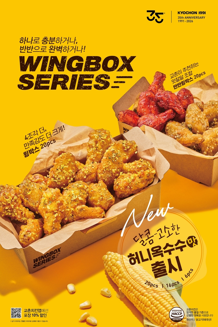 교촌치킨, '허니윙콤비'·'허니옥수수' 윙 메뉴 확대