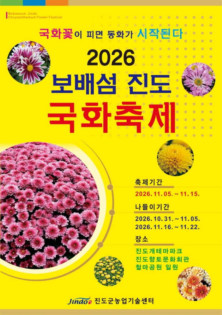진도군, 11월 5일 '보배섬 국화축제' 개막…국화 16만 본으로 가을 동화 선사