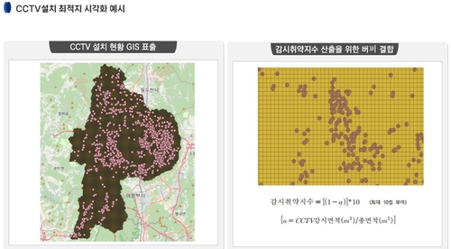 양주시 방범용 CCTV 설치 최적지 시각화 예시