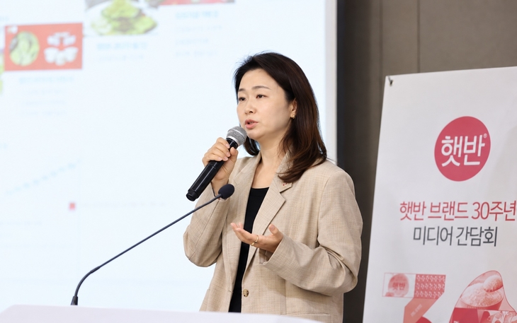 김숙진 CJ제일제당 식품마케팅실 실장이 발언하고 있다. 사진=CJ제일제당