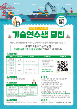 현대중공업-현대미포조선, 현대중공업그룹 5기 기술연수생 모집