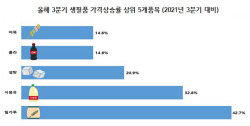 3분기 생필품가격 9.5%↑…밀가루·식용류 주도