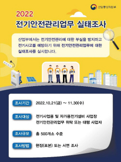 산업부, 전기설비 사업장 등 500개소 전기안전업무 실태조사