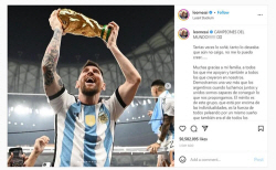 월드컵 우승 메시, 인스타그램에서도 신기록 달성…무슨 일?