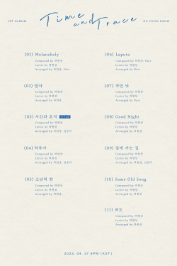 ‘싱어송라이터’ 하현상, 정규 1집 ‘Time and Trace’ 트랙리스트 공개! 전곡 작사·작곡·편곡 참여!