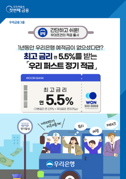 우리은행, 최고 연 5.5% 금리...우리 퍼스트 정기예금 출시
