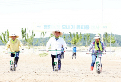 파주시 평화농장 모내기-콩 파종…‘평화 일구기’