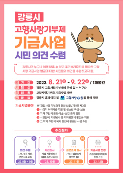 강릉시, 고향사랑기부제 기금사업 아이디어 발굴 
