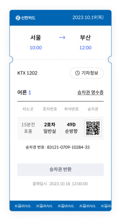 KTX 기차 예매, 신한카드 플랫폼 