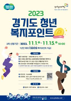 경기도, ‘청년 복지포인트’ 3차 참여자 1만명 모집