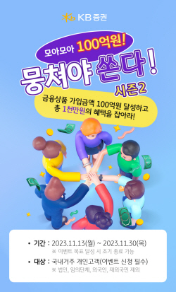 KB증권, 금융상품 통합 이벤트 ‘뭉쳐야 쏜다 시즌2’ 실시