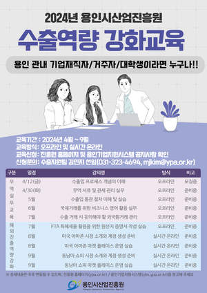 용인시산업진흥원, 2024년‘수출역량 강화교육’교육생 모집