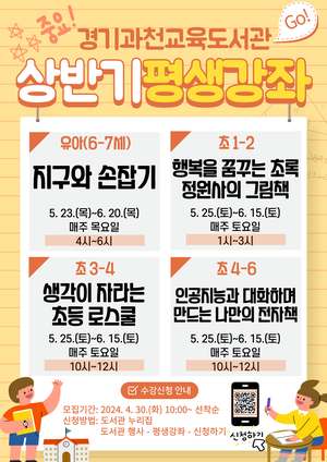 경기과천교육도서관, 어린이 위한 ‘상반기 평생 강좌’ 선착순 모집