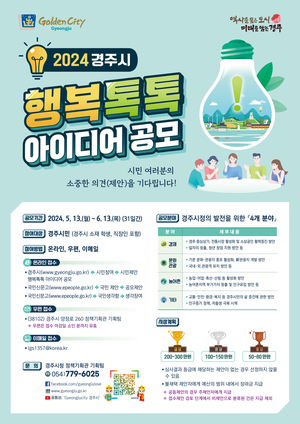 경주시, ‘행복톡톡 아이디어 공모전’ 개최